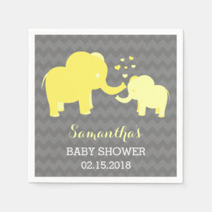 Elephant Baby Shower Gelb und Grau Papier Napkins Serviette