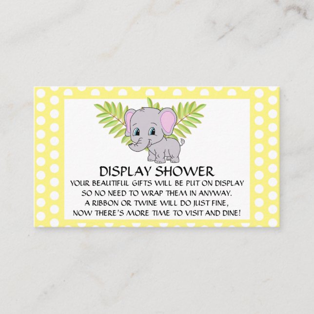 Elephant Baby Shower Gender Neutral Display Dusche Begleitkarte (Vorderseite)