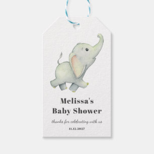 Elephant Baby Shower Gender Neutral Personalisiert Geschenkanhänger