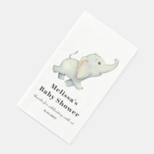 Elephant Baby Shower Gender Neutral Personalisiert Serviette