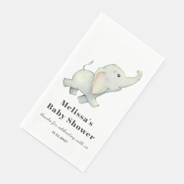 Elephant Baby Shower Gender Neutral Personalisiert Serviette (Ecke)