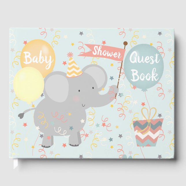 Elephant Baby Shower Giraffe Monkey Confetti Gästebuch (Vorderseite)