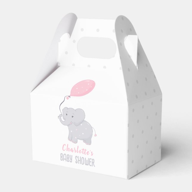Elephant Baby Shower Girl Niedlich Favor Box Geschenkschachtel (Vorderseite)
