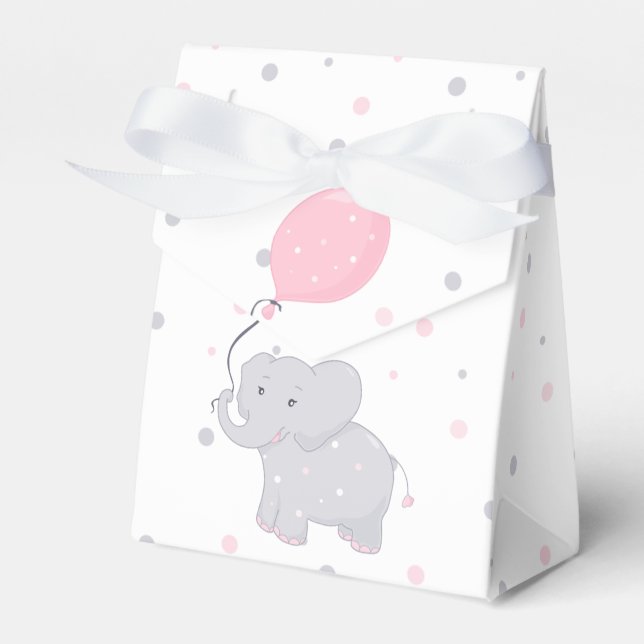 Elephant Baby Shower Girl Niedlich Favor Box Geschenkschachtel (Vorderseite)