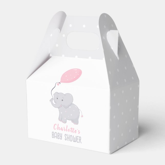 Elephant Baby Shower Girl Niedlich Favor Box Geschenkschachtel (Vorderseite)