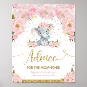 Elephant Baby Shower Girl Ratschlag für Mama sein Poster