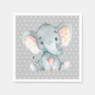Elephant Baby Shower Gray Napkins Serviette