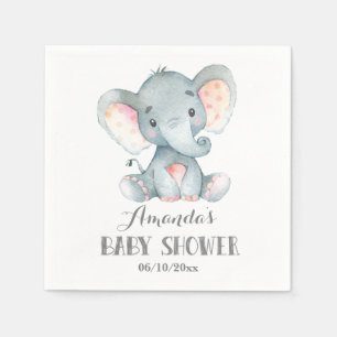 Elephant Baby Shower Gray Napkins Serviette