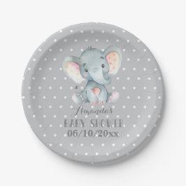 Elephant Baby Shower Gray Paper Plate Pappteller