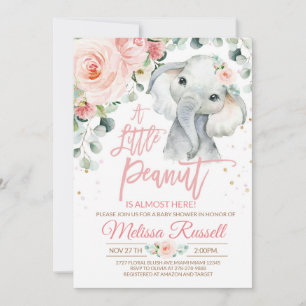 Elephant Baby Shower Invitation Girl, Safari Pink Einladung