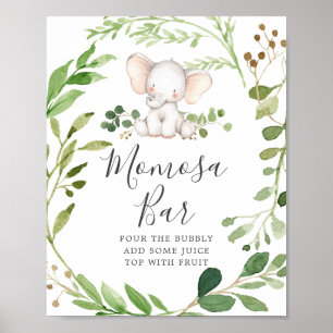 Elephant Baby Shower Mimosa Bar Sign Poster