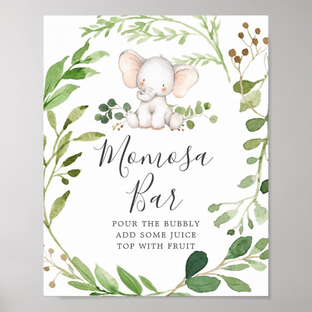 Elephant Baby Shower Mimosa Bar Sign Poster (Vorne)