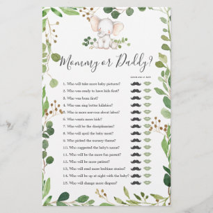 Elephant Baby Shower Mommy oder Daddy Game