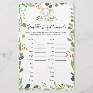 Elephant Baby Shower Name der Baby-Tiere