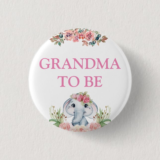 Elephant Baby Shower Oma zu sein Button (Vorderseite)