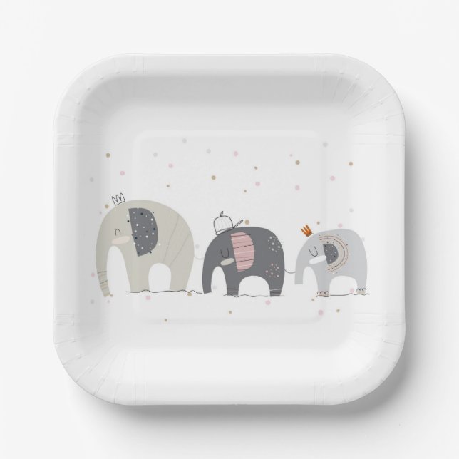 Elephant Baby Shower Paper Teller (Vorderseite)