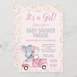 Elephant Baby Shower Parade Einladung