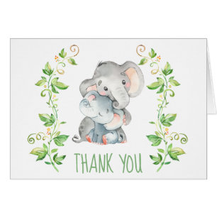 Elephant Baby Shower Party Danke Note Card