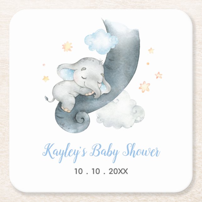 Elephant Baby Shower Personalisiert (Elephant Clou Rechteckiger Pappuntersetzer (Vorderseite)