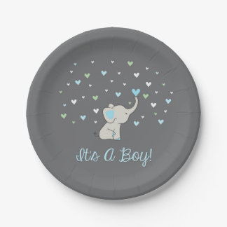 Elephant Baby Shower Plate, ein Boy Plate Pappteller