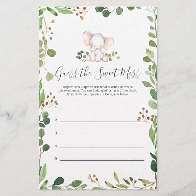 Elephant Baby Shower rät das süße Chaos (Vorderseite)