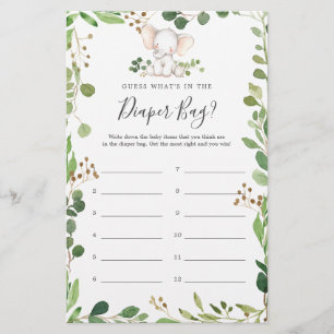 Elephant Baby Shower rät, was in der Windelbeutel