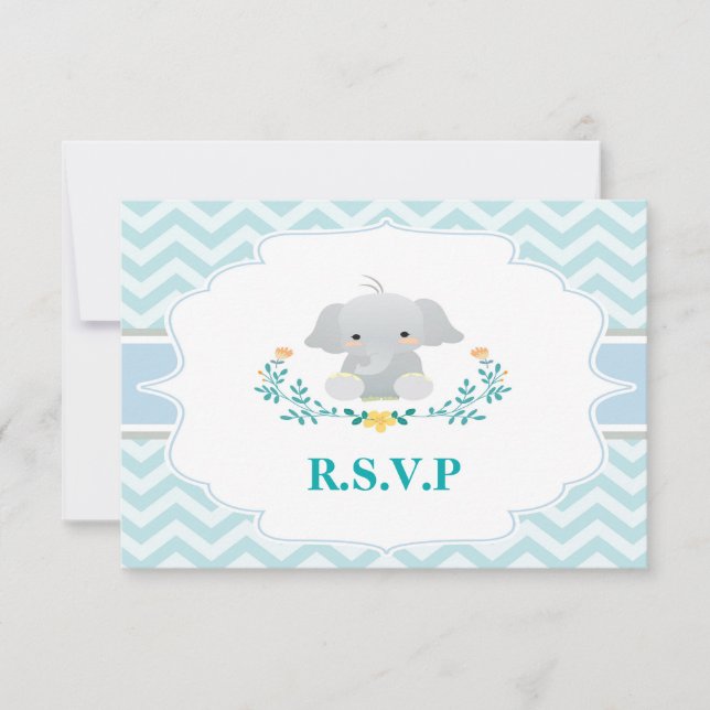 Elephant Baby Shower RSVP Card (Vorderseite)