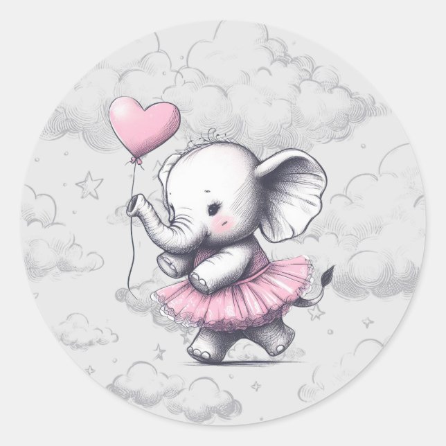 Elephant Baby Shower Runder Aufkleber (Vorderseite)
