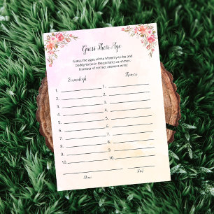 Elephant Baby Shower schätzt ihre Altersspielkarte Einladung