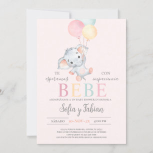 Elephant Baby Shower Spanische Einladung