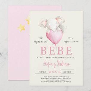 Elephant Baby Shower Spanische Einladung