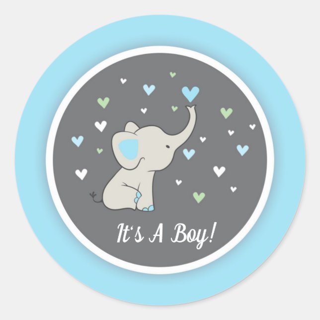 Elephant Baby Shower Sticker, Elephant Sticker (Vorderseite)
