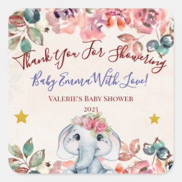 Elephant Baby Shower Thank you sticker