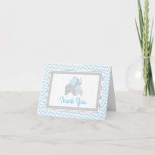 Elephant Baby Shower Vielen Dank Card Blue und Gra Dankeskarte