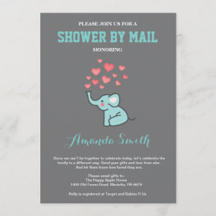 Elephant Baby Shower von Mail Aqua und Grau Einladung