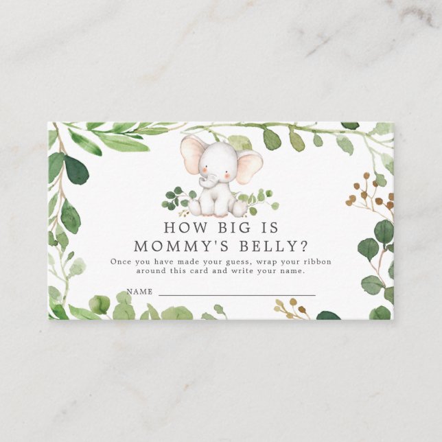 Elephant Baby Shower Wie groß ist Mama's Bauchkart Begleitkarte (Vorderseite)