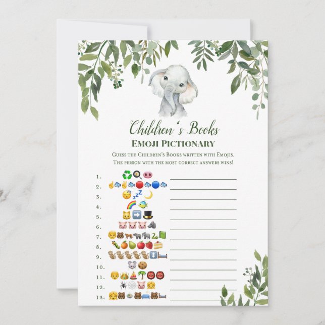 Elephant Baby Showgame mit Antwort auf die 12x18 Einladung (Vorderseite)