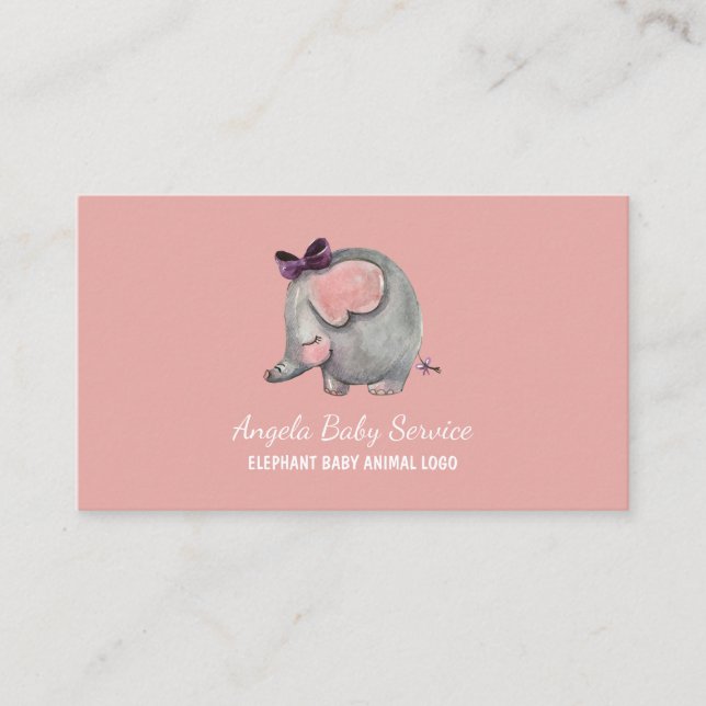 Elephant Baby Sitter Daycare Preschool Teacher Visitenkarte (Vorderseite)