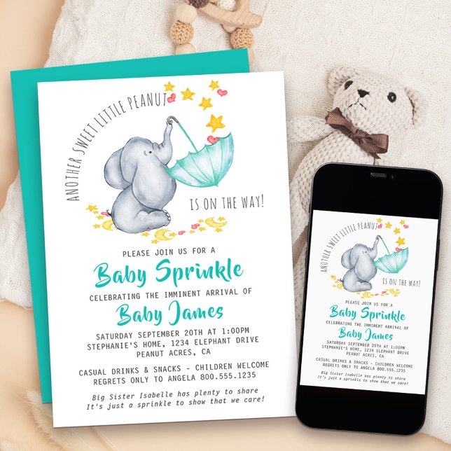 Elephant Baby Sprinkle noch süße kleine Erdnuss Einladung (Baby Elephant Baby Sprinkle invitation for another sweet little peanut!)