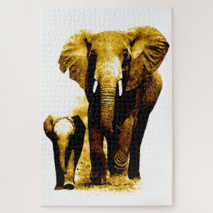 Elephant & Baby - Tiere Art Puzzle