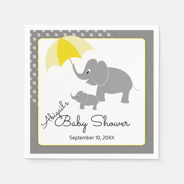 Elephant & Baby, Umbrella Baby Dusche Serviette (Vorderseite)