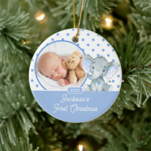 Elephant Baby's First Christmas Foto Keramik Ornament