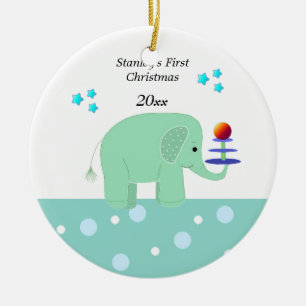 Elephant Baby's First Christmas Keramik Ornament
