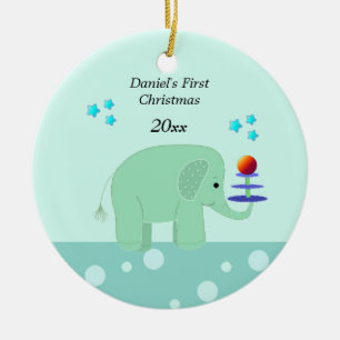Elephant Baby's First Christmas Keramik Ornament