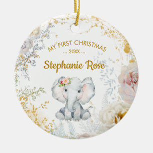 Elephant Baby's First Christmas Keramik Ornament