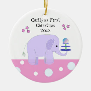 Elephant Baby's First Christmas Keramikornament
