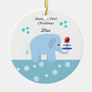 Elephant Baby's First Christmas Keramikornament