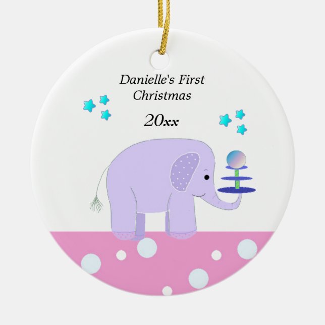 Elephant Baby's First Christmas Keramikornament (Vorne)