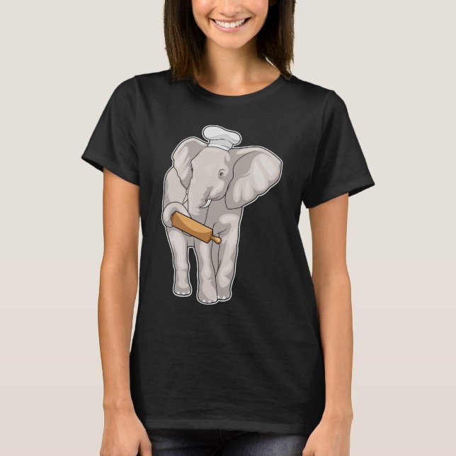 Elephant Baker Rolling Button T-Shirt (Vorderseite)