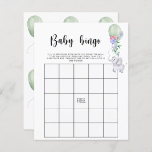 Elephant & Ballon - Baby Dusche Bingo Spiel
